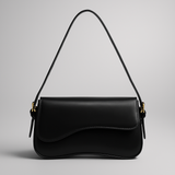 Sac Épaule à Rabat Courbé – Noir & Marron