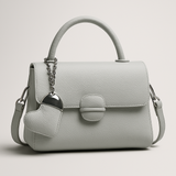 Sac à Main “Cœur Élégant” – Gris Perle avec Anse & Bandoulière