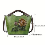 Sac Fourre-Tout en Similicuir avec Motif Rose en Relief – Élégance Romantique