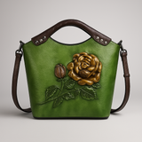 Sac Fourre-Tout en Similicuir avec Motif Rose en Relief – Élégance Romantique