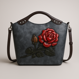 Sac Fourre-Tout en Similicuir avec Motif Rose en Relief – Élégance Romantique